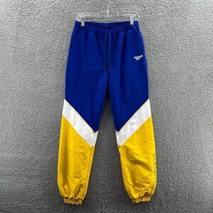 New Reebok Classic Windbreaker Pants Mens Small Lined Blue Gold Retro